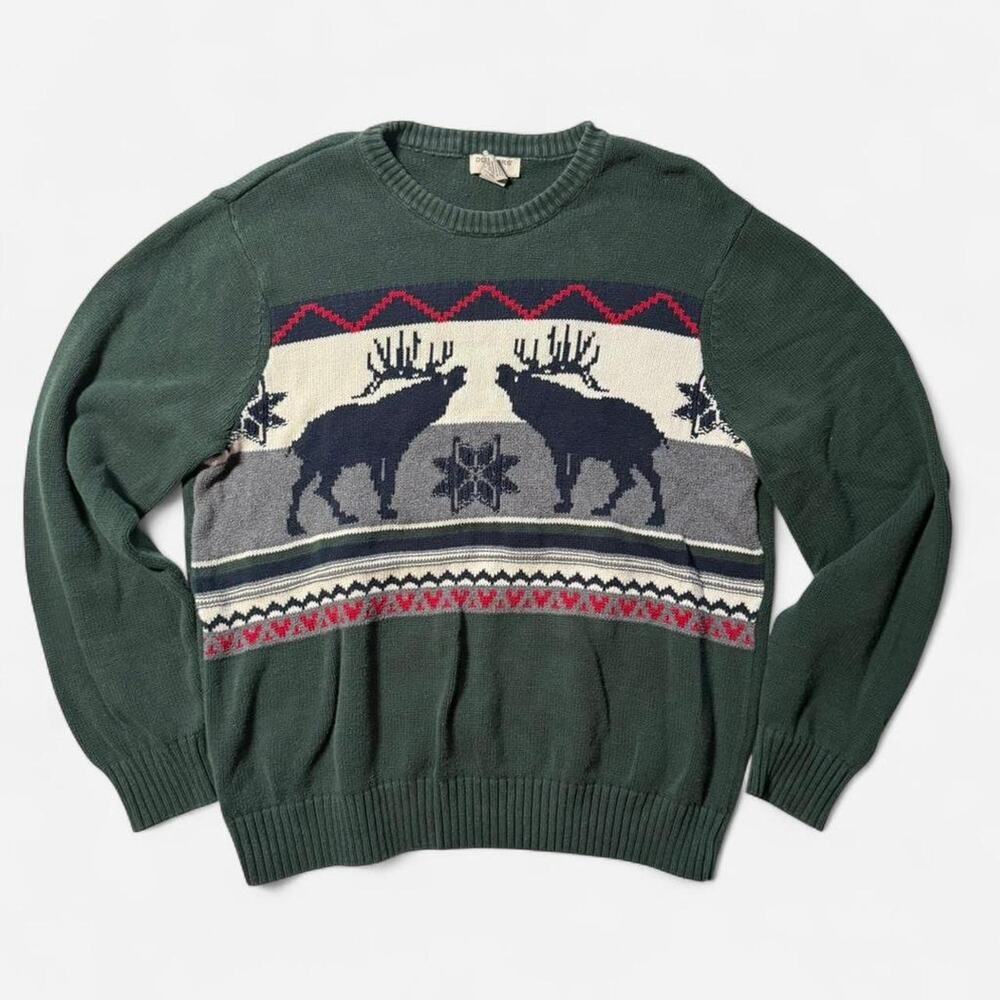 Dockers Green Vintage 90s Crewneck Winter Sweater